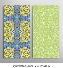 Patrones verticales sin fisuras, textura de encaje geométrico floral para Boda, Día de San Valentín, tarjeta de saludo o Invitación de Cumpleaños. Decorativos fondos de doodle impecables. Patrón de frontera de ornamentos étnicos