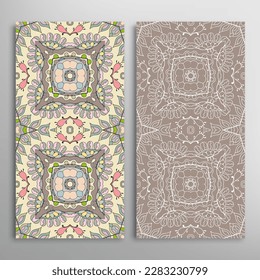Patrones verticales sin fisuras, textura de encaje geométrico floral para Boda, Día de San Valentín, tarjeta de saludo o Invitación de Cumpleaños. Decorativos fondos de doodle impecables. Patrón de frontera de ornamentos étnicos