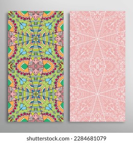 Patrones verticales sin fisuras, textura de encaje geométrico floral para Boda, Día de San Valentín, tarjeta de saludo o Invitación de Cumpleaños. Decorativos fondos de doodle impecables. Patrón de frontera de ornamentos étnicos