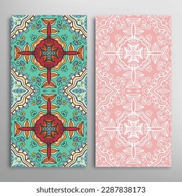 Patrones verticales sin fisuras, textura de encaje geométrico floral para Boda, Día de San Valentín, tarjeta de saludo o Invitación de Cumpleaños. Decorativos fondos de doodle impecables. Patrón de frontera de ornamentos étnicos