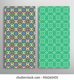 Vertical seamless patterns set, floral geometric lace texture for Wedding, Bridal, Valentine's day, greeting cards or Birthday Invitations. Decorative seamless backgrounds, tribal ethnic ornament