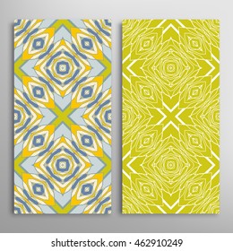 Vertical seamless patterns set, floral geometric lace texture for Wedding, Bridal, Valentine's day, greeting cards or Birthday Invitations. Decorative seamless backgrounds, tribal ethnic ornament