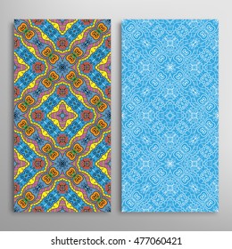 Vertical seamless patterns set, floral geometric lace texture for Wedding, Bridal, Valentine's day, greeting cards or Birthday Invitations. Decorative seamless backgrounds, tribal ethnic ornament