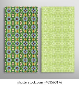 Vertical seamless patterns set, floral geometric lace texture for Wedding, Bridal, Valentine's day, greeting cards or Birthday Invitations. Decorative seamless backgrounds, tribal ethnic ornament