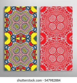 Vertical seamless patterns set, floral geometric lace texture for Wedding, Valentine's day, greeting cards or Birthday Invitations. Decorative seamless backgrounds. Ethnic ornament, border pattern