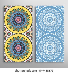 Vertical seamless patterns set, floral geometric lace texture for Wedding, Valentine's day, greeting cards or Birthday Invitations. Decorative seamless backgrounds. Ethnic ornament, border pattern