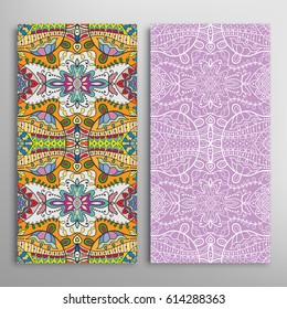 Vertical seamless patterns set, floral geometric lace texture for Wedding, Valentine's day, greeting cards or Birthday Invitations. Decorative seamless backgrounds. Ethnic ornament, border pattern