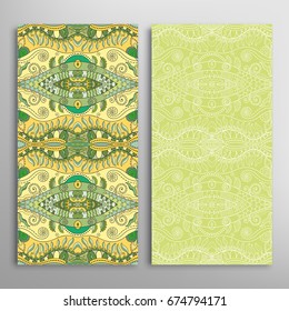 Vertical seamless patterns set, floral geometric lace texture for Wedding, Valentine's day, greeting cards or Birthday Invitations. Decorative seamless backgrounds. Ethnic ornament, border pattern