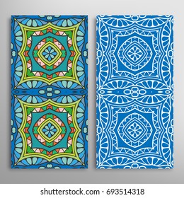 Vertical seamless patterns set, floral geometric lace texture for Wedding, Valentine's day, greeting cards or Birthday Invitations. Decorative seamless backgrounds. Ethnic ornament, border pattern