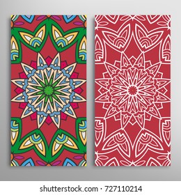 Vertical seamless patterns set, floral geometric lace texture for Wedding, Valentine's day, greeting cards or Birthday Invitations. Decorative seamless backgrounds. Ethnic ornament, border pattern