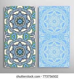 Vertical seamless patterns set, floral geometric lace texture for Wedding, Valentine's day, greeting cards or Birthday Invitations. Decorative seamless backgrounds. Ethnic ornament, border pattern
