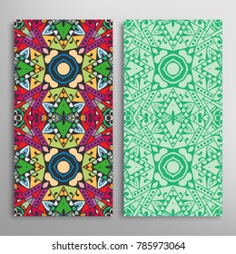 Vertical seamless patterns set, floral geometric lace texture for Wedding, Valentine's day, greeting cards or Birthday Invitations. Decorative seamless backgrounds. Ethnic ornament, border pattern