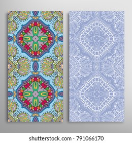 Vertical seamless patterns set, floral geometric lace texture for Wedding, Valentine's day, greeting cards or Birthday Invitations. Decorative seamless backgrounds. Ethnic ornament, border pattern