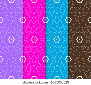 Vertical seamless patterns set, geometric lace texture for Decorative seamless backgrounds. Vector illustration. for design