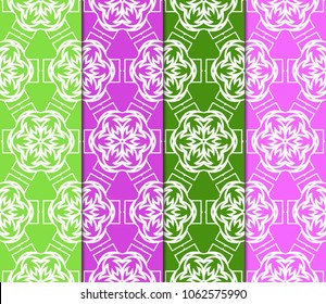 Vertical seamless patterns set, geometric lace texture for Decorative seamless backgrounds. Vector illustration. for design