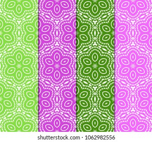 Vertical seamless patterns set, geometric lace texture for Decorative seamless backgrounds. Vector illustration. for design