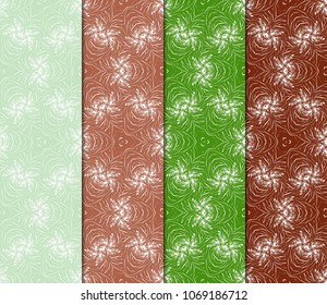 Vertical seamless patterns set, geometric lace texture for Decorative seamless backgrounds. Vector illustration. for design