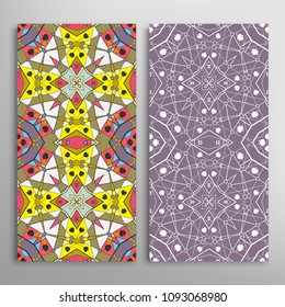 Vertical seamless patterns set, geometric and line texture for Wedding, Valentine's day, greeting cards or Birthday Invitations. Decorative seamless backgrounds. Ethnic ornament, border pattern