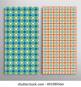 Vertical seamless patterns set, geometric lace texture for Wedding, Bridal, Valentine's day, greeting cards or Birthday Invitations. Decorative seamless backgrounds, tribal ethnic ornament