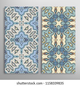 Vertical seamless patterns set, hand drawn colorful backgrounds for Wedding, Valentine's day, greeting cards or Birthday Invitations. Decorative seamless texture. Ethnic ornament, border pattern
