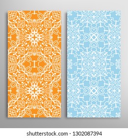 Vertical seamless patterns set with hand drawn line texture. Birthday Invitation template. Lace card for Wedding, Bridal, Valentine's day. Doodle lines background for Business Card, flayer, banner