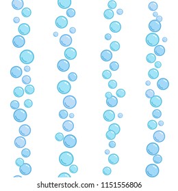 Vertical seamless soap bubble stripes, naive and simple lines with water bubbles, vector