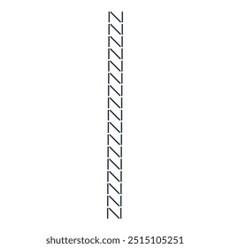 Costura vertical sem costura. Zigue-zague bordado preto, linha e borda franja padrão de costura para design têxtil, elemento de costura. Ícone isolado do vetor. Máquina de costura costura infinita costura, costurando divisores branco