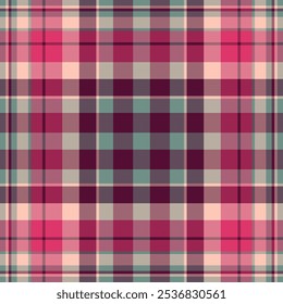Textura têxtil sem emenda vertical, esboço tartan vetor check. Padrão de tecido de fundo xadrez Horizon na paleta de cores rosa e pastel.