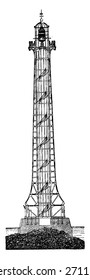 Vertical section of the lighthouse Rocks Dover, vintage engraved illustration. Industrial encyclopedia E.-O. Lami - 1875.