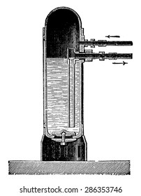 Vertikaler Teil des Ofendampfes, gravierte Vintage-Illustration. Industrielle Enzyklopädie E.-O. Lami - 1875.