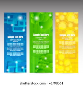 vertical set of bright banners