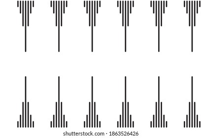Vertical seven stripe of pattern vector. Design regular lines black on white background. Design print for illustration, texture, textile, wallpaper, background. Set 4