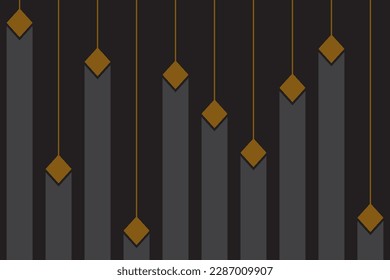 Vertical of shape pattern. Design hanging diamond style gold on black background. Design print for illustration, textile, texture, wallpaper, background. Set 4