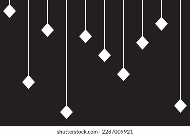 Vertical of shape pattern. Design hanging diamond white on black background. Design print for illustration, textile, texture, wallpaper, background. Set 5