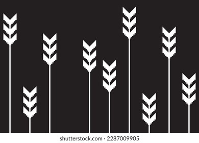 Vertical of shape pattern. Design leaf white on black background. Design print for illustration, textile, texture, wallpaper, background. Set 8