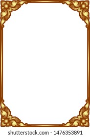 vertical shine golden color square Traditional vintage floral design border frame