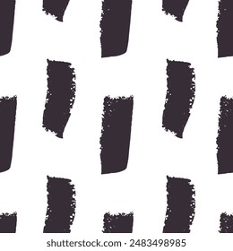 Vertical short stripes. Seamless pattern. Vector illustration. Ornament of handwriting with a flat brush. Monochrome abstract doodles for background, textile, packaging, wallpaper, notebooks