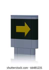 vertical sign with a yellow arrow