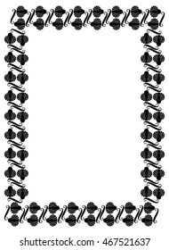 Vertical silhouette frame with shells. Vector clip art.