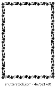 Vertical silhouette frame with shells. Vector clip art.