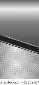 Vertical silver gray metal background, 3D polished diamond plate texture, chrome metallic and shiny.