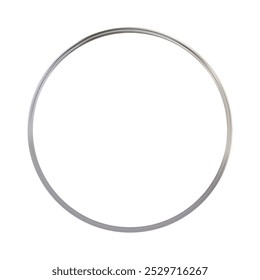 Vertical silver round picture frame. Thin jewelry circle border for photo or award. Realistic shiny vector illustration with gradient mesh isolated on white background.