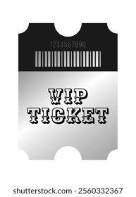 Vertical silver VIP ticket template design. Cinema, theater, casino, concert, opera, ballet, performance chrome coupon. Metal gradient coupon. Vector illustration on white background