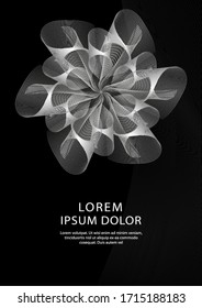 Vertical simple abstract dark monochrome background. Vector illustration. Blending flower. Template frame for save the date and greeting card, wedding invitation, certificate, leaflet, poster