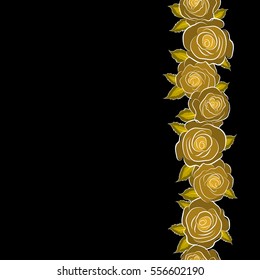 Vertical sketch with copy space (place for your text). Yellow vector roses petals.