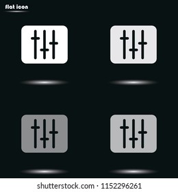 Vertical sliders, faders and potentiometers flat grayscale vector icon.