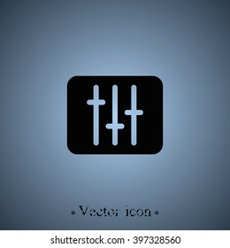 Vertical sliders, faders and potentiometers. Flat icon.
