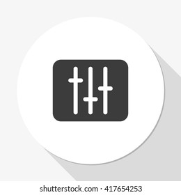 Vertical sliders, faders and potentiometers. Flat icon.