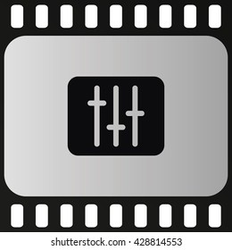 Vertical sliders, faders and potentiometers. Flat icon.