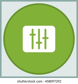 Vertical sliders, faders and potentiometers. Flat icon.